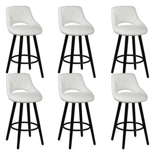 Niels - lot de 6 tabourets blancs et noirs
