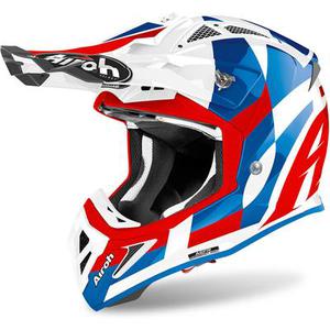 Airoh Aviator ACE Trick Casque Motocross, blanc-rouge-bleu, taille XL