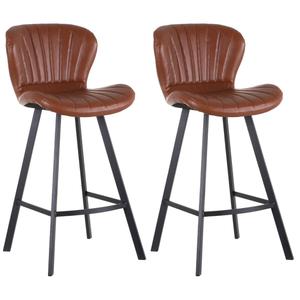 THELMA - Lot de 2 Tabourets de Bar Simili Camel