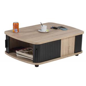 Table Basse Rectangle 80 cm Chêne Naturel - Coloris - Noir