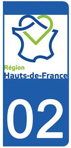 2 stickers pour plaque d'immatriculation Auto, 02 Aisne