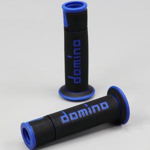 Poignées Domino A450 Road-Racing Grips noires et bleues