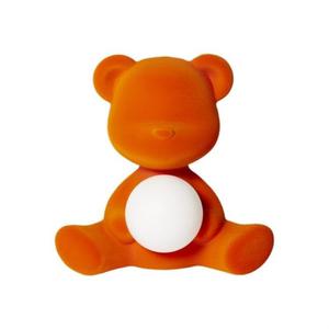 TEDDY GIRL-Lampe LED rechargeable Ourson Velours H32cm Orange