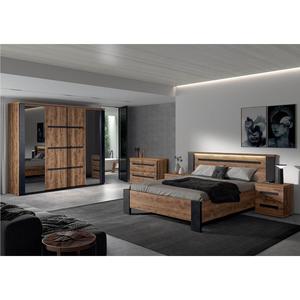 CANDAS - Chambre Complète 140x190cm + Armoire 2 Portes 245cm