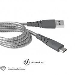 Force Power - Câble Renforcé Micro USB - 2m - Couleur : Gris