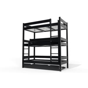 Lit superposé 4 places 90x190 en bois massif ABC 90x190 Noir