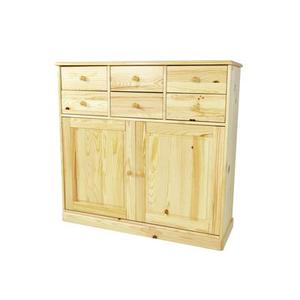 Buffet bois 2 portes 6 tiroirs Boreal Vernis Naturel