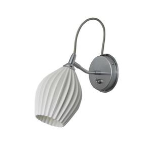 FIN-Applique avec interrupteur Porcelaine/Métal H20.5cm Blanc