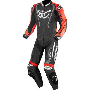 Berik Zakura Evo Costume en cuir de moto perforé 2 pièces, noir-rouge, taille 50