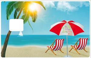 Stickers pour carte bancaire, Transat à la plage - format US