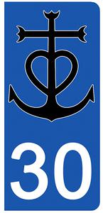 2 stickers pour plaque d'immatriculation Auto, 30 Gard, Camargue