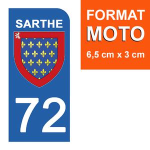 1 sticker pour plaque d'immatriculation MOTO , 72 SARTHE