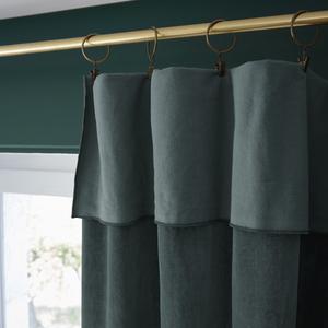 HARRIS - Rideau Ajustable 140x270cm Velours de Coton Ardoise + 8 Anneaux Pince