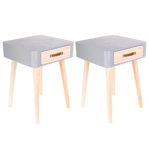 Carel - lot de 2 chevets carrés 1 tiroir gris et bois