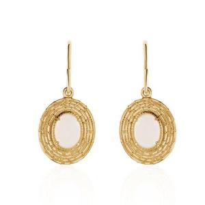 Boucles D'oreilles Pendantes Linna Plaqué Or Jaune Pierre De Lune