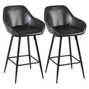 Thome - lot de 2 tabourets de bar simili noir
