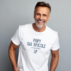T-shirt Homme - Papy Qui Bricole Et Qui Picole - Gris Chiné - Taille S